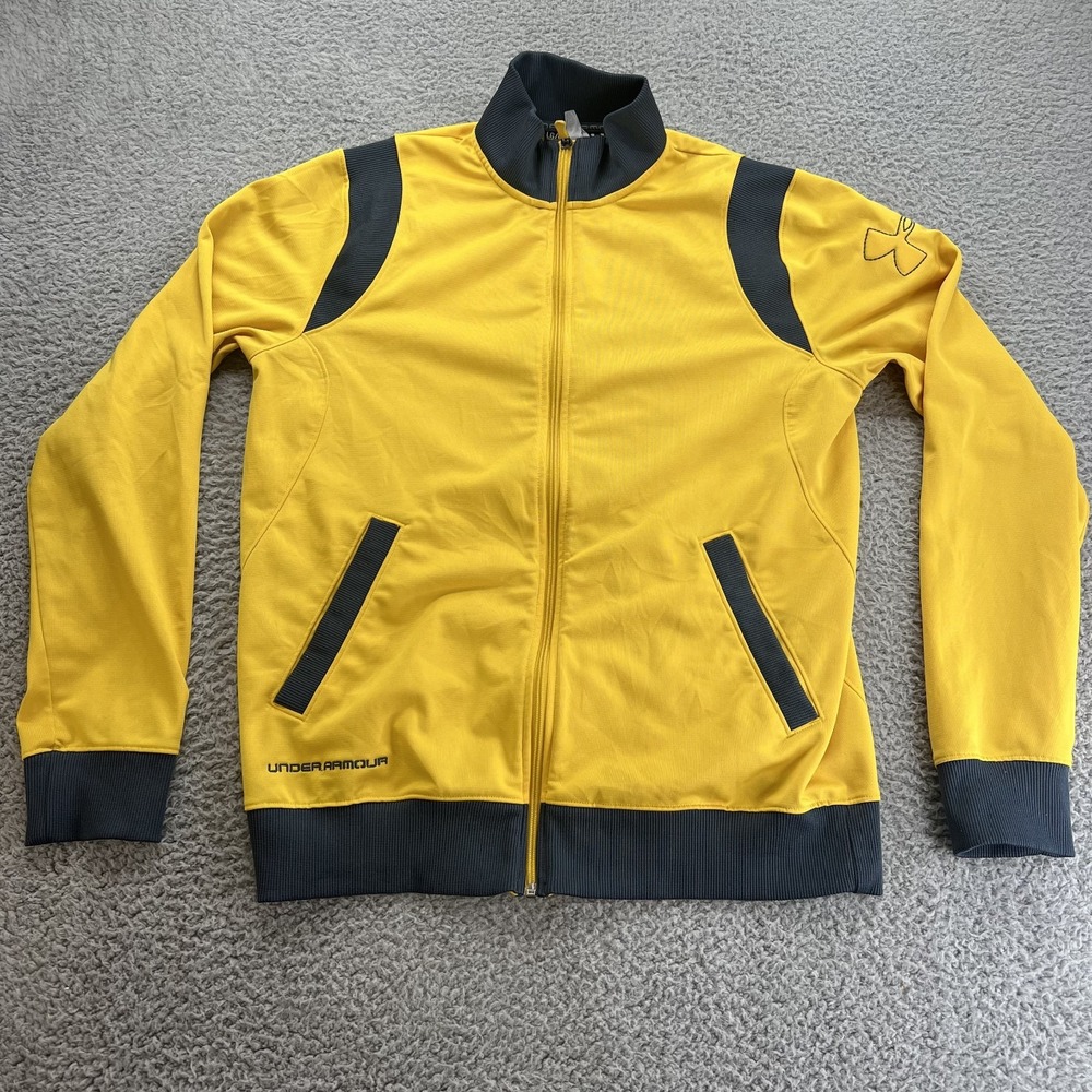 Men's Under Armour Full Zip Sweatshirt Yellow Navy Large READ‎